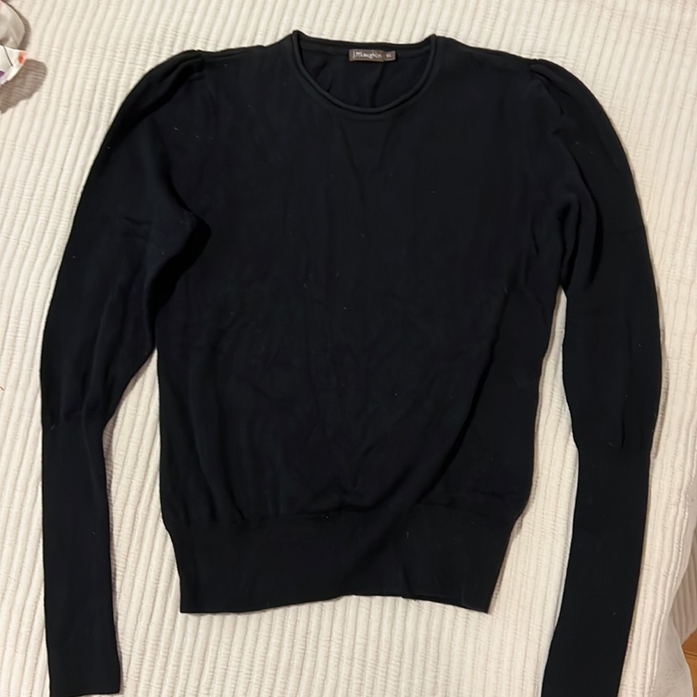 Light sweater; black long sleeve slight puff shoulder by J.McLaughlin